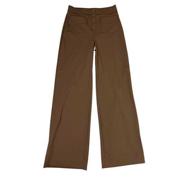 Halara Brown DayStretch High Waisted Pockets Straight Wide Leg Casual Pants M - Picture 2 of 8